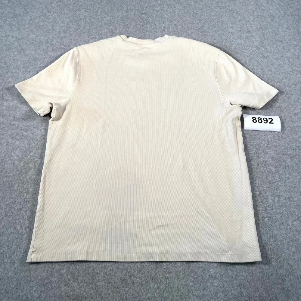 Banana Republic T Shirt Mens XL Beige Cotton Stretch Crew Neck Ribbed Casual